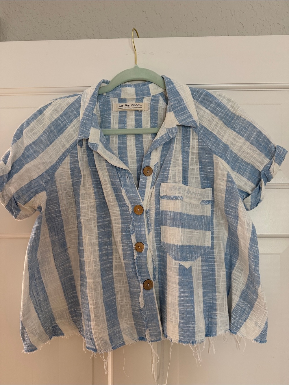 We The Free Blue and White Striped Button-Front Kids Shirt